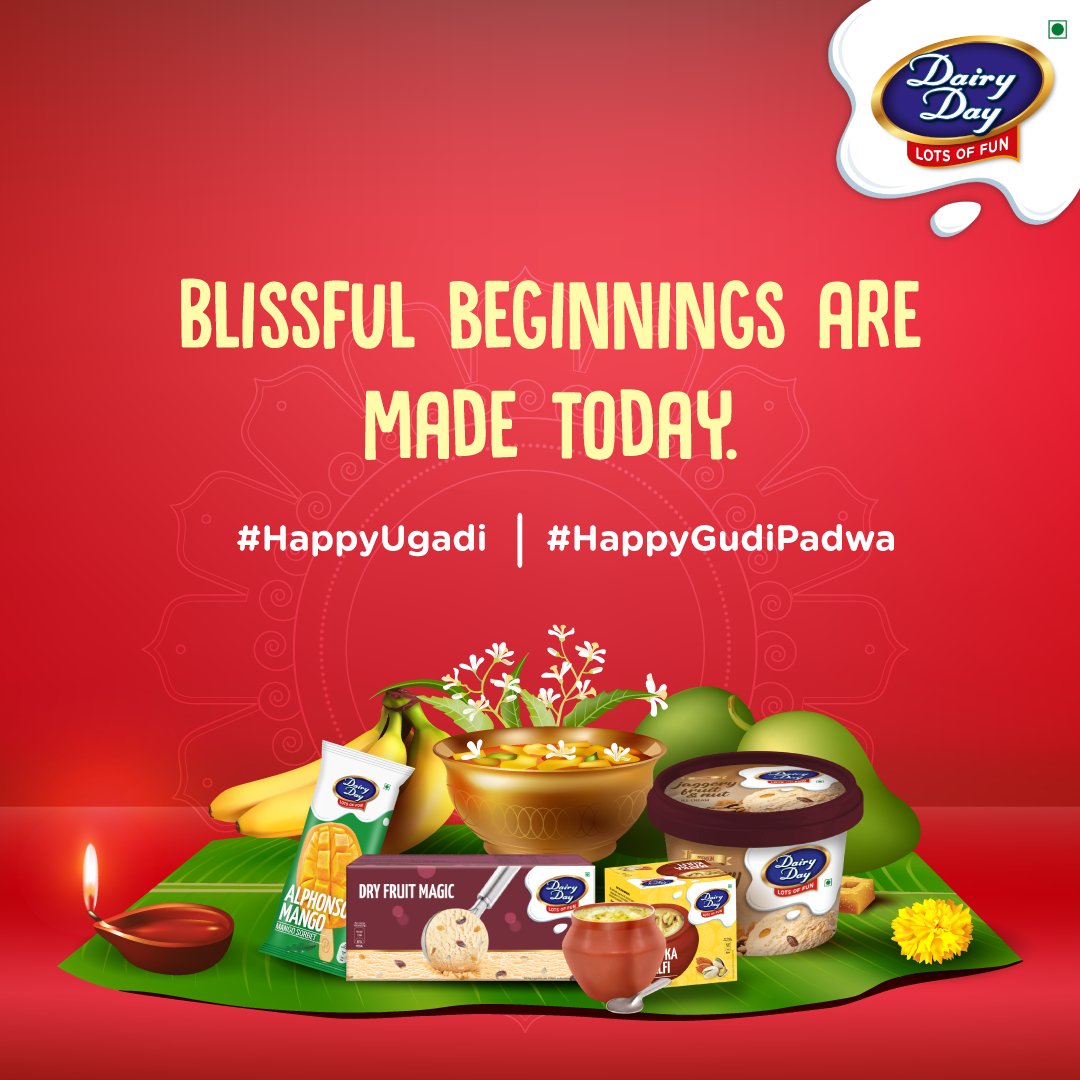 Dairyday's tweet photo. Let the taste of tradition come alive with Dairy Day. ✨🌿

#HappyUgadi

#Ugadi #TasteOfGoodness #MatkaKulfi #IceCream #IceCreamTime #TasteOfGoodness #DairyDay #21YearsOfGoodness https://t.co/HxFmDBmDCN