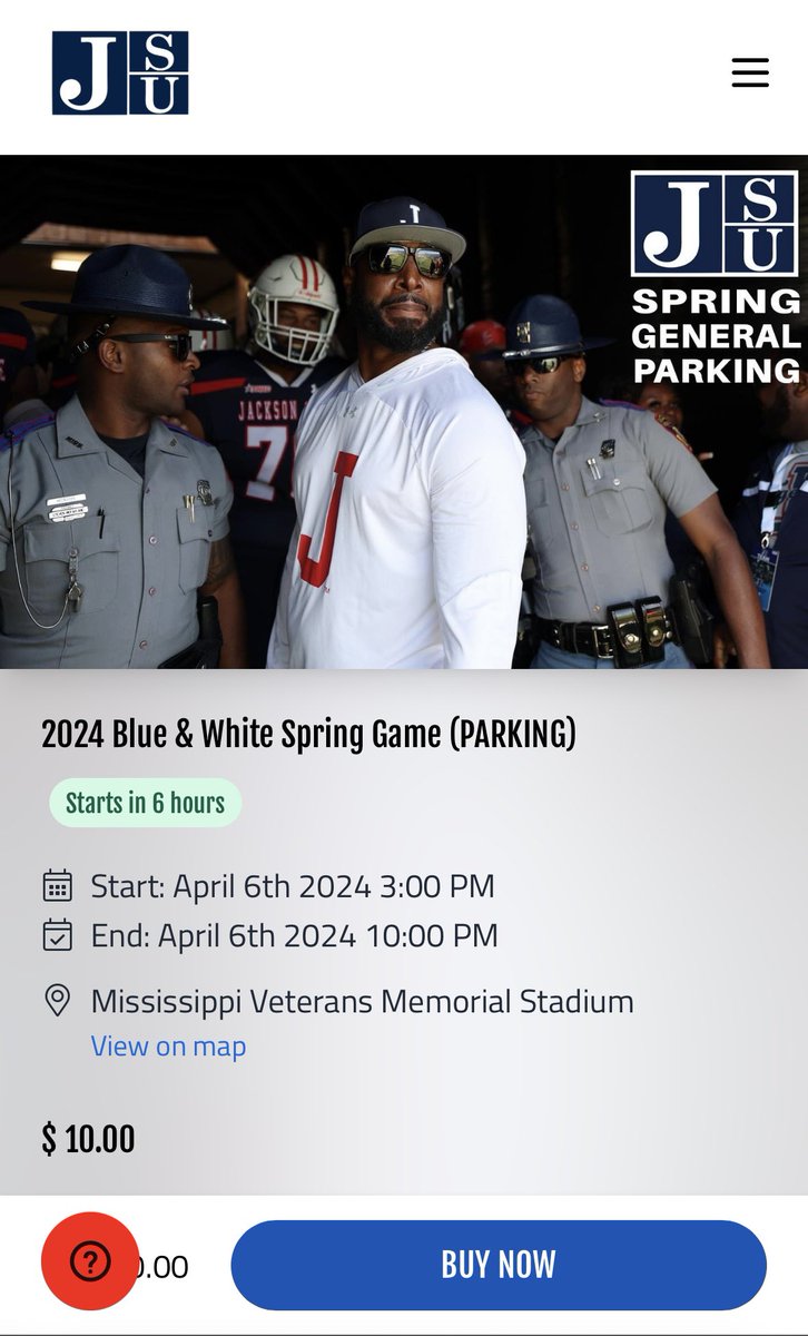 #JSU Spring Game is today! Purchase your parking and/or tailgating tickets today!! #GoJSUTigersFB #TheeILove #GuardTheeYard #JacksonMississippi gojsutigers.myimpacttickets.com/events/72524?s…