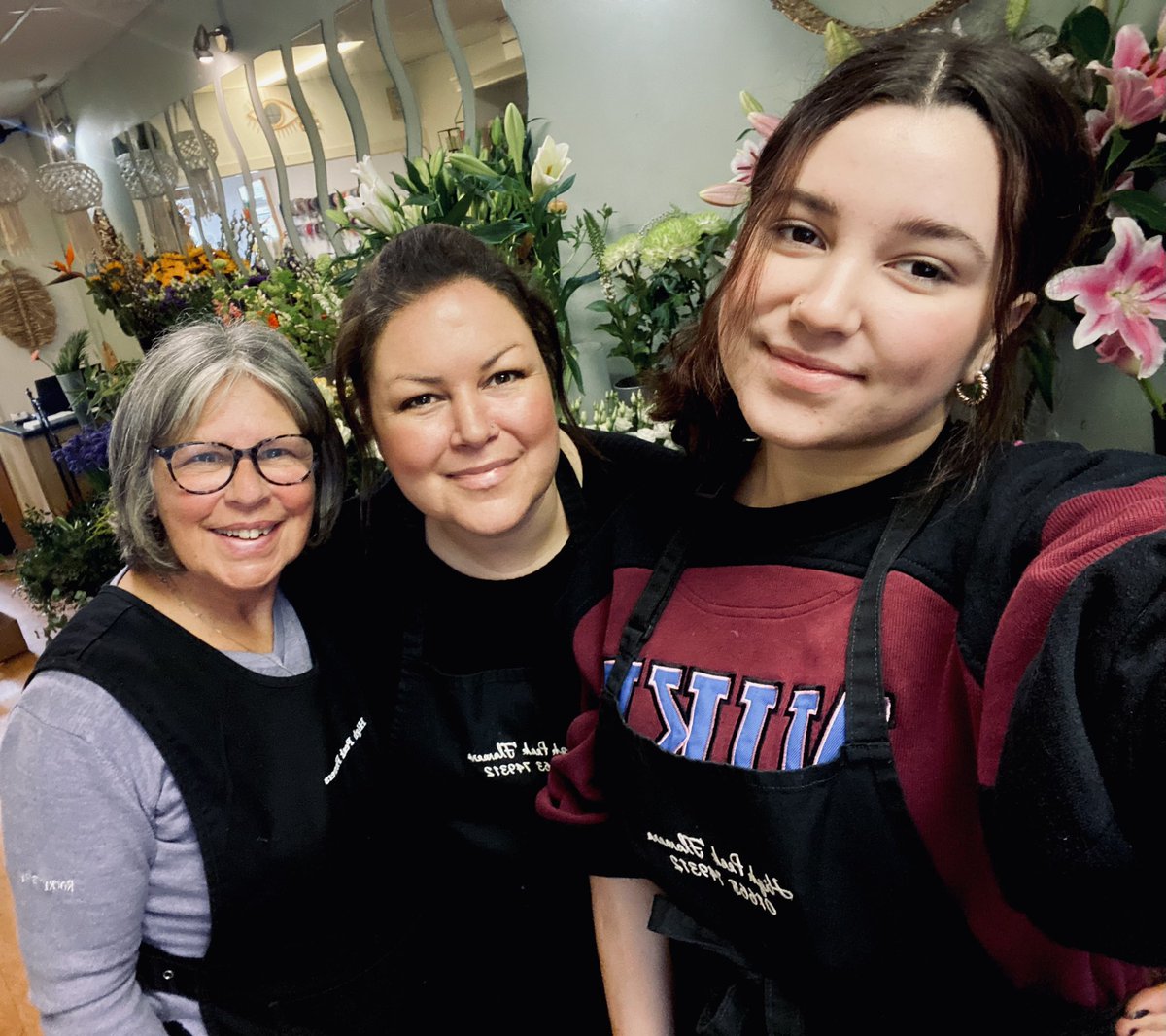 3 generations working today!! It’s my daughter, Isla’s first day as my Saturday girl and my Mum is here helping out as always!! I’m quite emotional actually! Special times!! #familybusiness #smallbusiness #florist #flowershop #shoplocal