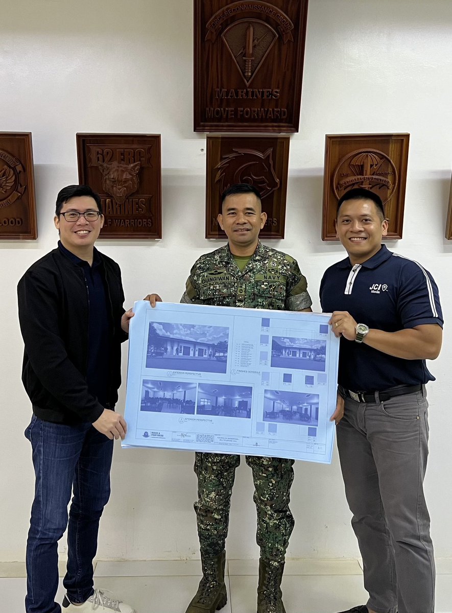 wadeeusores's tweet photo. We presented to the Philippine Marine Corps - Force Reconnaissance Group, the blueprints of our Kalinga Sa Mandirigma Multi-Purpose Building donation - a special project initiative under JCI Manila.

#iftheresaWILtheresaWADE #ParaSaBayan #Marines #SupportOurTroops #JCImanila https://t.co/vIx9kPrO0y