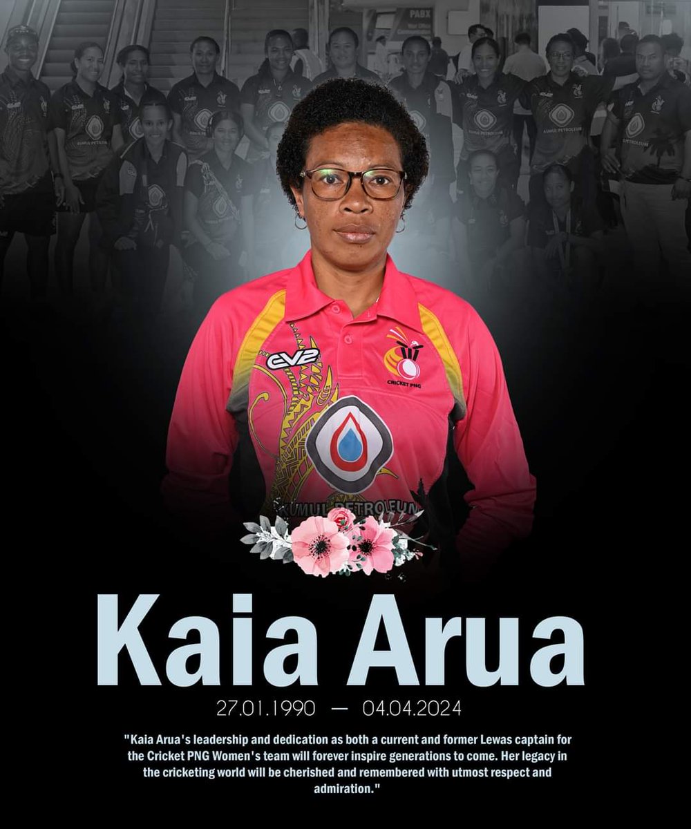Zimbabwe Cricket Women joins the Papua New Guinea cricket family in mourning the late former captain Kaia Arua.

Area missed the just ended tour of Zimbabwe by PNG Women due to illness. We are deeply saddened. 

May her dear soul rest in peace.