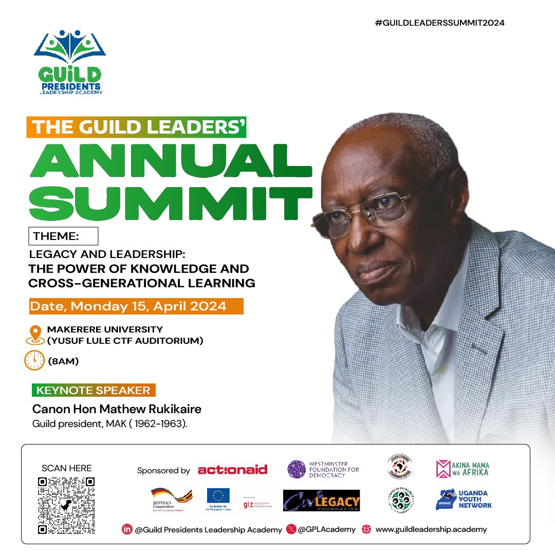 HON.Canon Mathew Rukikaire former Head prefect both Ntare school and Kings college Buddo,@Makerere Guild president (1962-1963), former minister of State for Finance, former @Makerere council Chairperson will be one of our key note Speaker #Guildleaderssummit2024