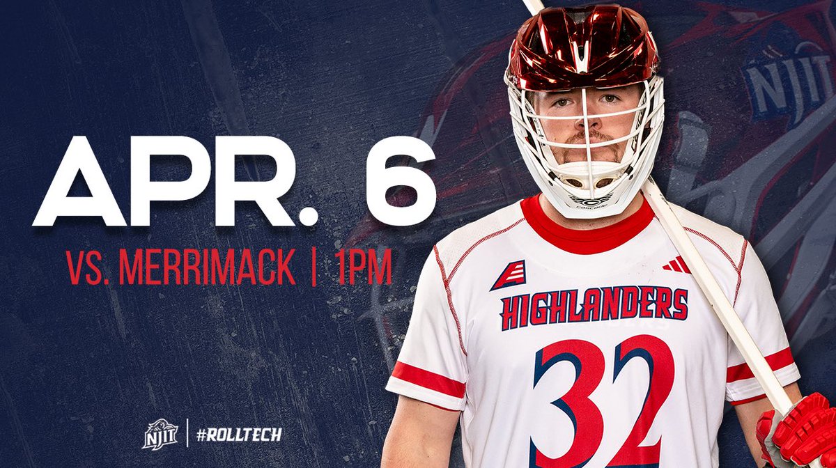 Back at home for today’s game! 🎯 Merrimack ⌚️ 1 PM 📍Newark, NJ 🏟️ Lubetkin Field at Mal Simon Stadium 🔗 NJITHighlanders.com 📺 ESPN+ #RollTech I #AEMLAX I #OGT