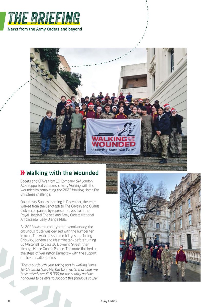 Thank you to @ArmyCadetsUK for featuring @SWLondonACF @OC_13Coy in their latest Spring 2024 edition. 🎄 Thinking back to our incredible Walking Home For Christmas event in December. 💻 Read more: issuu.com/salt-media/doc…