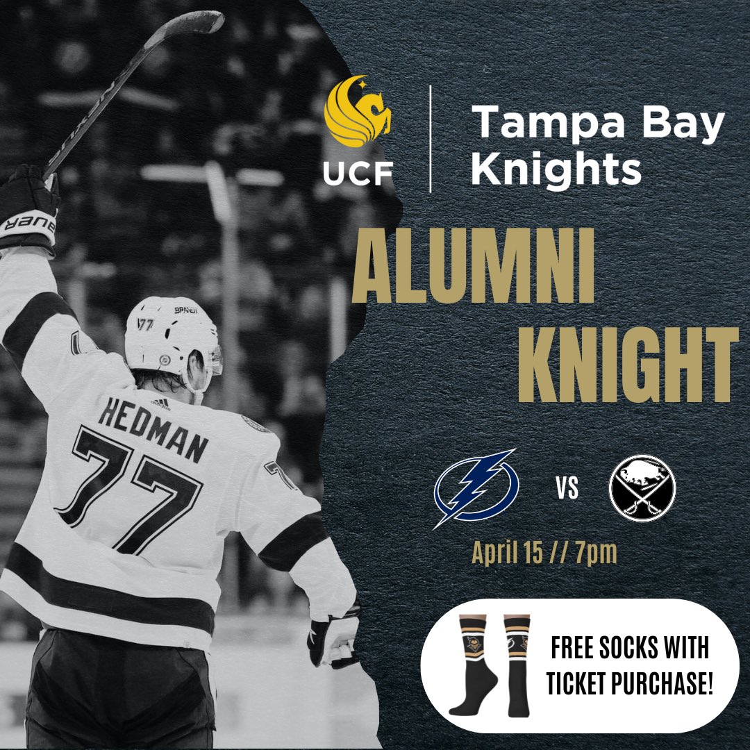 What’s better than watching the <a href="/TBLightning/">Tampa Bay Lightning</a> play? Watching with other <a href="/UCFALUMNI/">UCF Alumni</a> and getting free Knightro socks ⚡️🔛 use the link below to get yours before we run out of socks! 

fevo-enterprise.com/event/tblknigh…