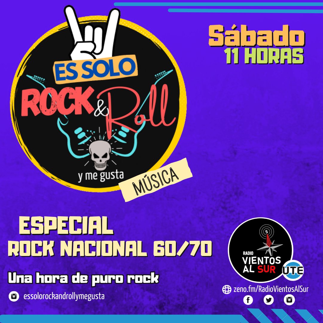 Un nuevo especial de @essolorockandrollymegusta . Este sabado las bandas que sembraron de rock desde fines de los 60 y principios de los 70                   
 https.//zeno.fm/RadioVientosalsur                       
#rocknacional  #laoctavamaravilla #planetarockero