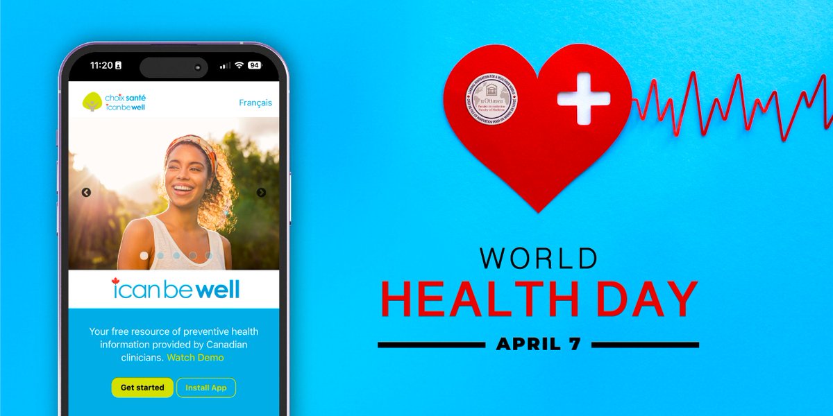 🌍💡 This #WorldHealthDay, discover iCanBeWell, the innovation from the Faculty of Medicine & @uOttawaGenie at @uOttawa for taking control of your preventive health. #icanbewell #DigitalHealth 🔗 brnw.ch/21wIzrX