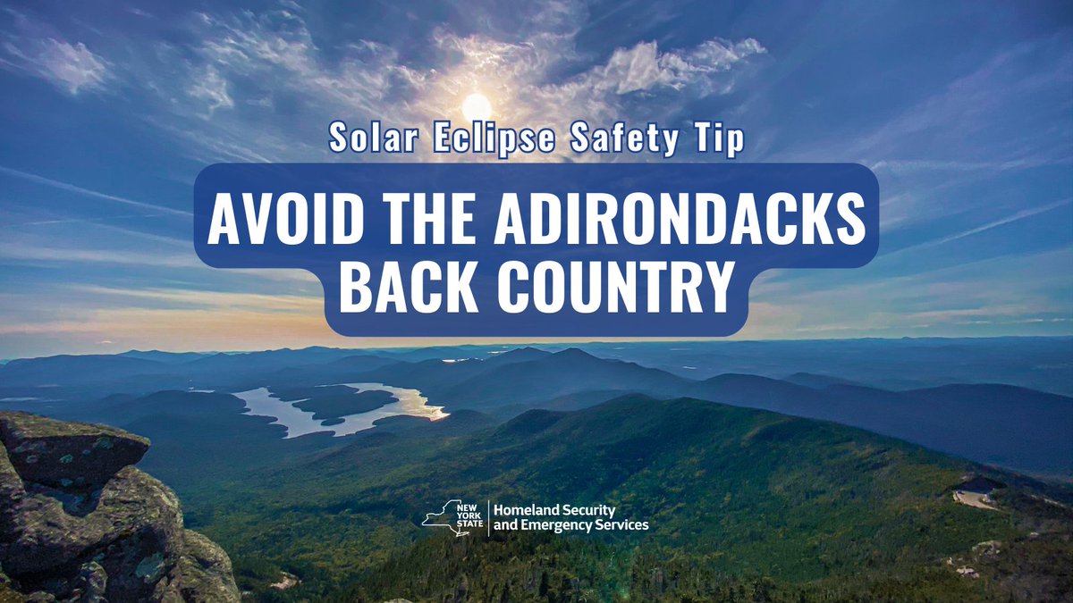 Spring conditions in the Adirondacks are some of the most challenging. The @NYSDEC is encouraging visitors to stay out of the backcountry on April 8th and instead watch the eclipse from a designated viewing area. For more solar eclipse information, visit iloveny.com/eclipse