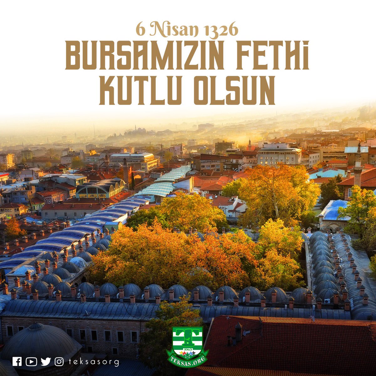 Yeşil sancaktır, beyaz hilaldir Yeşil cesarettir, beyaz aselettir Yeşil Uludağdır, beyaz tertemiz düşen kardır Bursa Yeşildir, Bursa Beyazdır. 6 Nisan Bursamızın Fethi Kutlu Olsun.