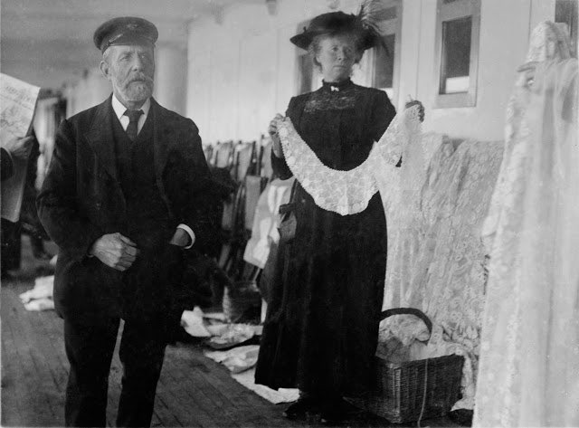 A woman selling Irish lace aboard the Titanic on April 11th, 1912.