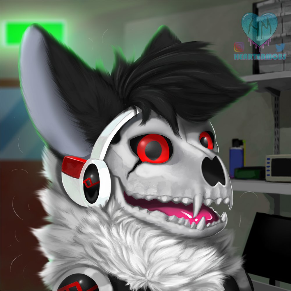 A very fluffy Skull Dog proot. Commission for: @GR3Yscl #furry #furryart #protogen