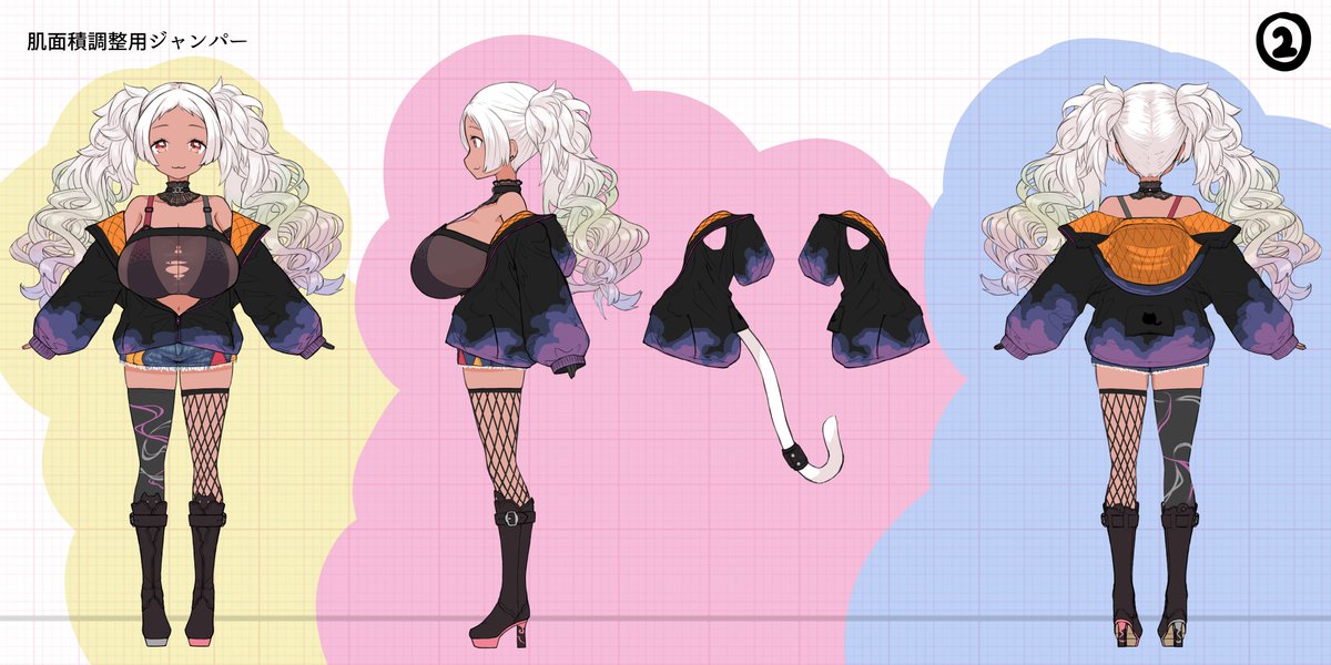 それにしてもケムリちゃんの衣装コンテスト楽しかったね…衣装デザインとか三面図描くの好きだから、いや、おっぱいデカイ子の衣装デザインとか三面図描くの大好きだから描くだけでもすげー楽しかったです
(これ着せたファンアート描くのもありといえばありかしら…?優先度は下がるけど)