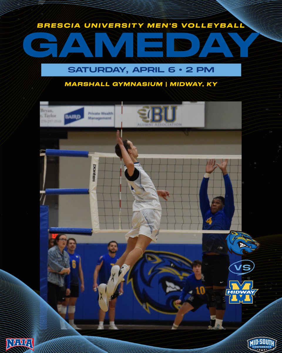 🏐 Men's volleyball meets the Eagles for the second time this season! 🆚 Midway Eagles 📍 Marshall Gymnasium | Midway, KY ⏰ 2pm CT 🎥📊 bresciabearcats.com/composite?d=20…