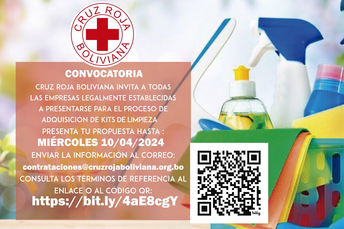 📷 LICITACIÓN PÚBLICA
📷 Se invita a todas las empresas legalmente establecidas para la adquisición de Kits de Limpieza.
📷 Para más información ingresa a los Términos De Referencia:
bit.ly/4alMIpr
📷 Presenta tu propuesta hasta el Miercoles 10 de Abril del 2024.