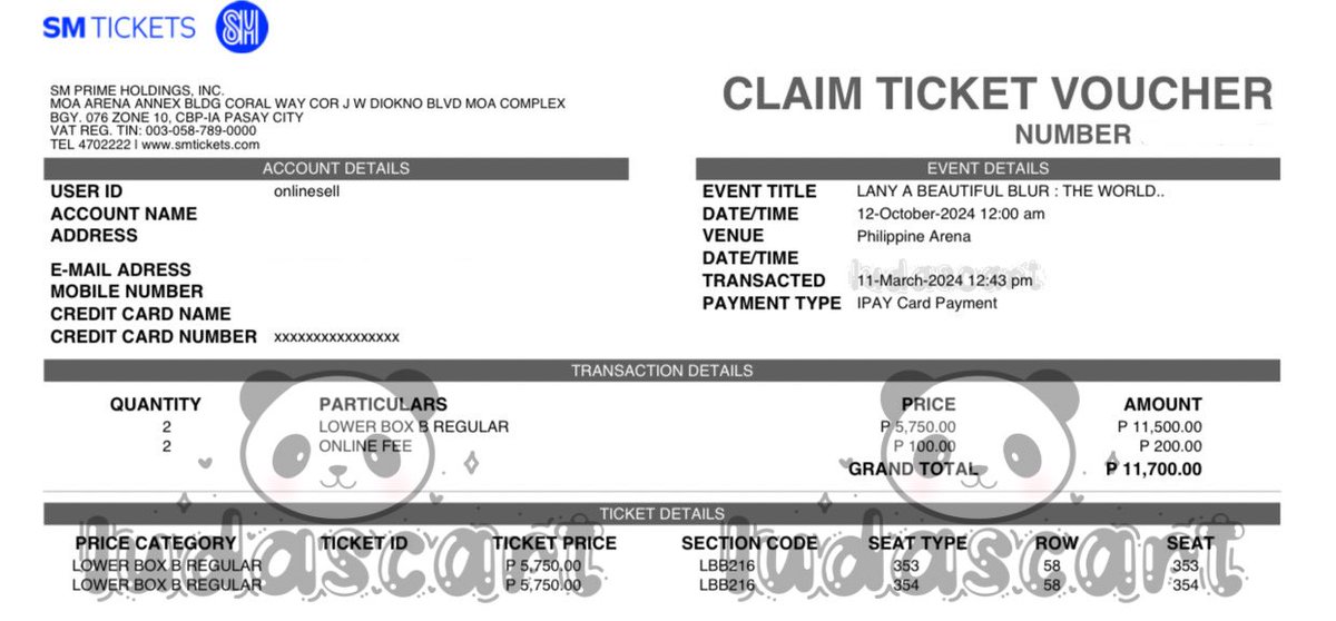ludascart's tweet photo. wts lfb ph

(2) lower box b regular 216 row 58 seat 353-354

11,700php

srp+online fee
•both unclaimed tickets
•must get both 

📍iloilo,visayas
dm if interested 

lbb reg lany Asia concert ticket a beautiful blur
in bulacan manila Philippine Arena
October 12, 2024 https://t.co/zfyA6KHMfb