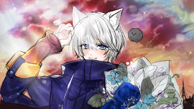「cat boy white hair」 illustration images(Latest)