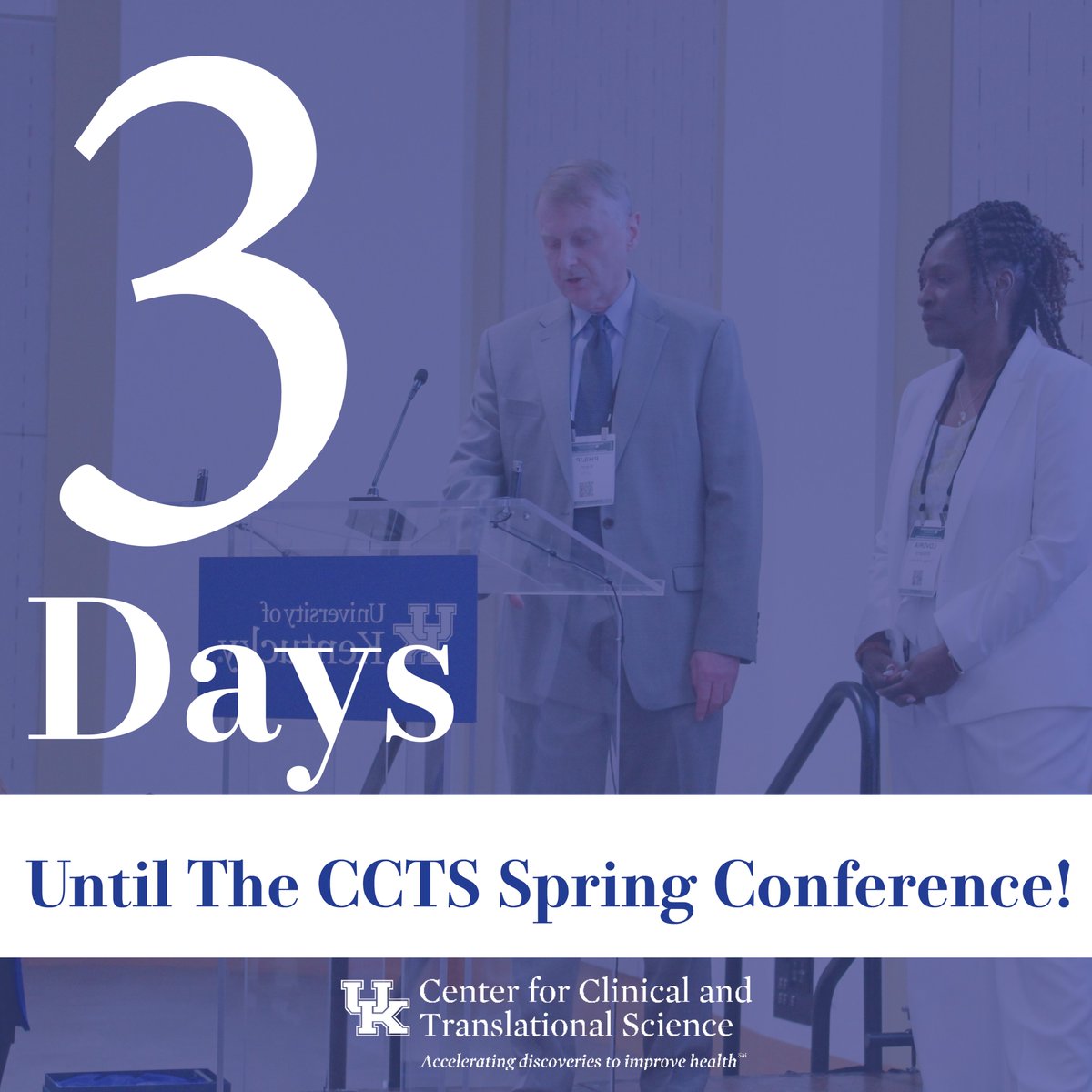 Only 3 DAYS LEFT for the 2024 CCTS Spring Conference! Hundreds of investigators, research staff, trainees, students, and community partners, attend. It's an opportunity for us to share findings, build collaborations, and provide mentorship. Learn more: ccts.uky.edu/conference2024