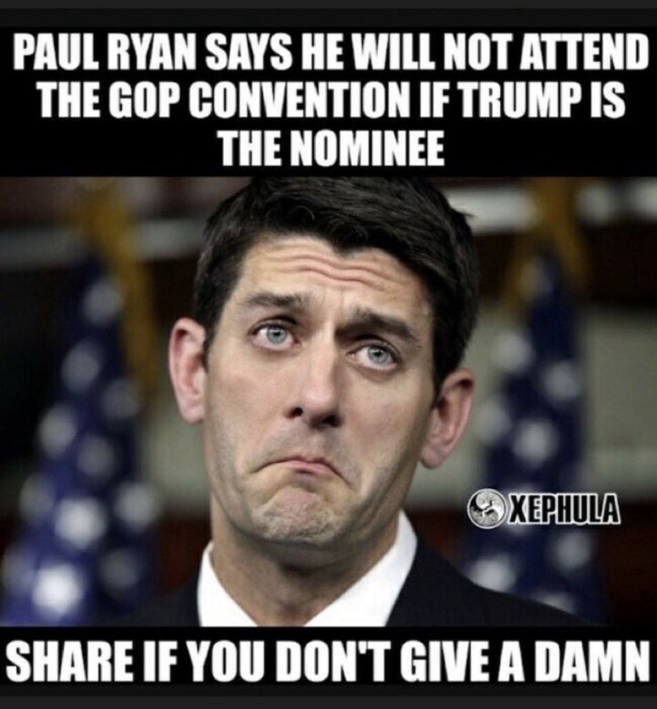 Guess he won’t be attending Who can’t stand Pau Ryan? 🙋‍♂️