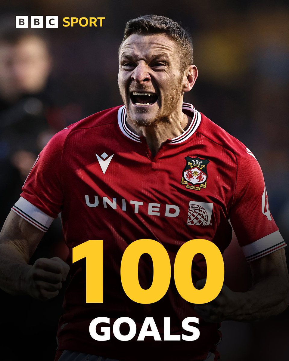 💯 Paul Mullin gets his 100th goal in a Wrexham shirt! 🔥 🔵 Colchester United 1-1 Wrexham 🔴 🎧 @BBCRadioWales FM/DAB N #BBCFootball #WxmAFC