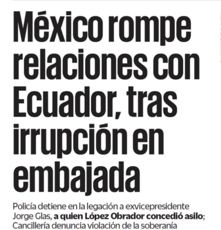 Para un presidente que dice que no es intervenciosnista, esto es un nivel de intervencionismo superior. ¿Por qué no dejó que Ecuador resolviera si Glas tenía cuentas pendientes con la justicia? 🧵(1/3)