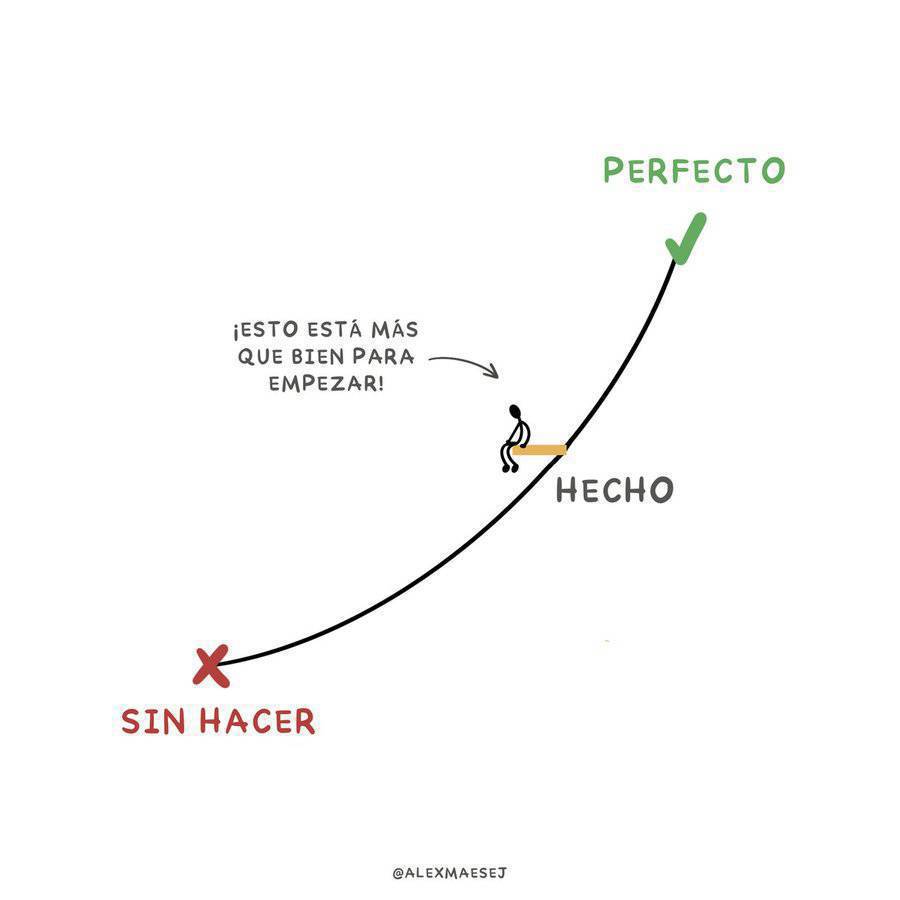 Mejor algo hecho,  que algo perfecto por hacer  

El avance con errores es mayor  que el avance de no hacer nada