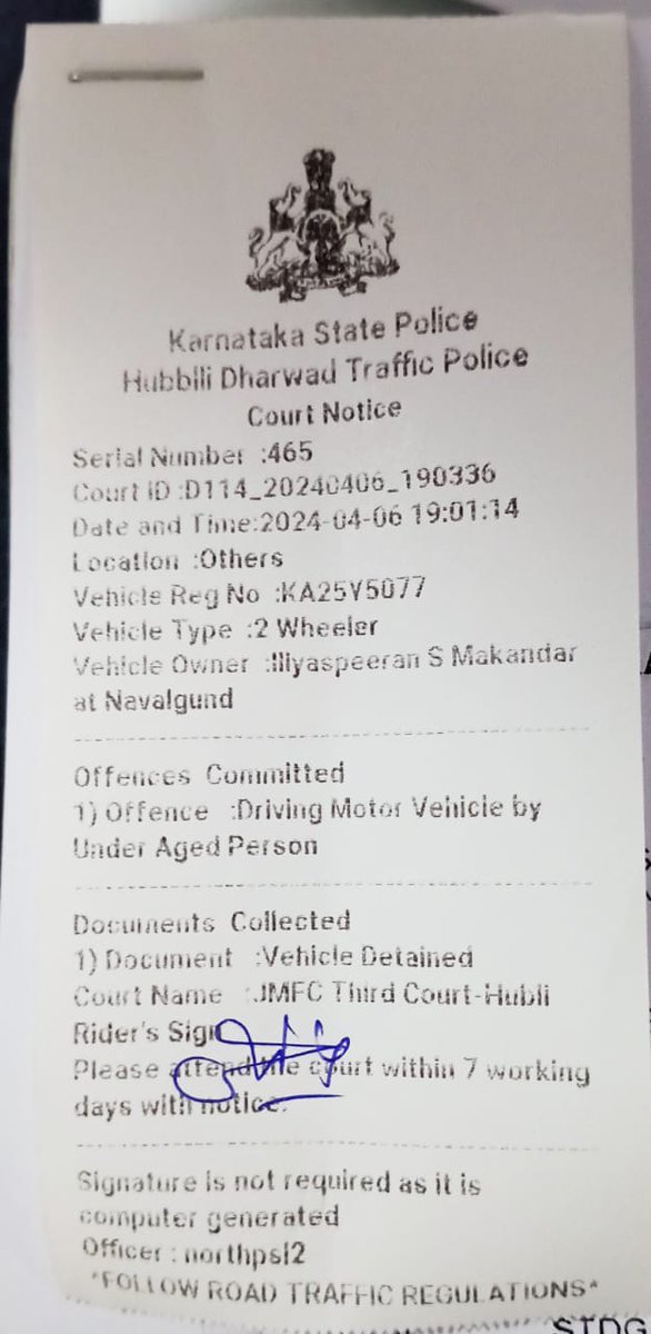 @AmitSUpadhye @HubliCityeGroup @Hubballi_Infra @hublimandi @Namma_HD @NammaBengaluroo Issued notice to the vehicle owner and detained the vehicle.