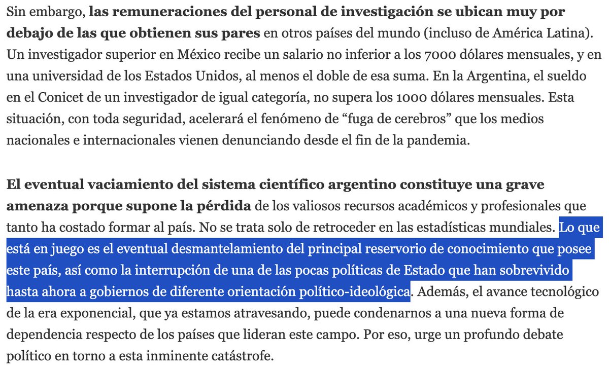 Oscar Oszlak en La Nación, acerca de Conicet, la mejor institución gubernamental de ciencia de América Latina