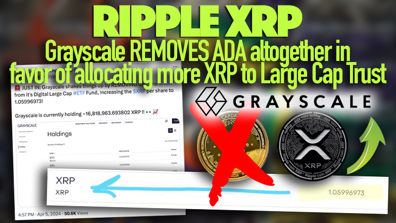 🚨 HUGE move by @Grayscale. They just REMOVED $ADA in favor of allocating more % to $XRP in their large cap trust... 👀 #XRPcommunity #XRPholders 💥Also guys, @Ledger winners are announced today!💥 📺 👉 youtu.be/13EWZvvJCKQ