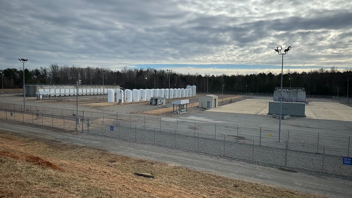 GovNuclear's tweet image. That’s it?  
 
This is what 45 years of spent nuclear fuel looks like safely stored @DominionEnergy’s North Anna nuclear power plant.  

Each cask helped avoid more than 3 million metric tons of CO2 emission!