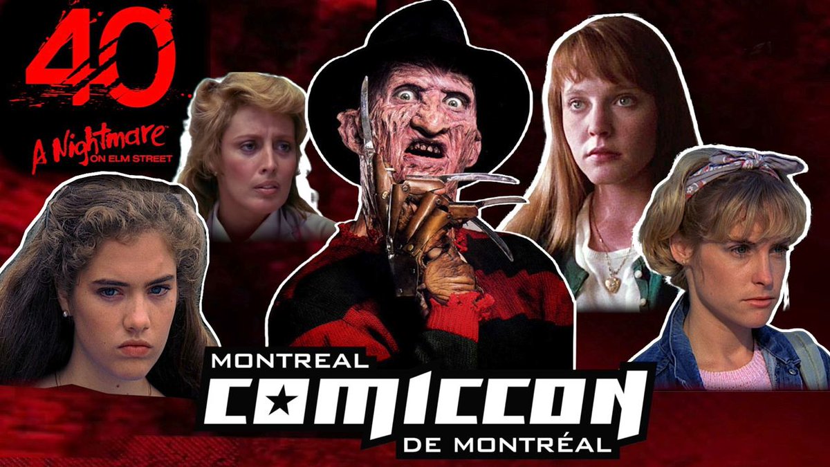 [#ICYMI] À l’occasion du 40e anniversaire du film #ANightmareOnElmStreet, rencontrez Robert Englund, Heather Langenkamp, Amanda Wyss, Lisa Wilcox et Ronee Blakley au Comiccon de Montréal cet été! Billetterie,🔗 in bio. #FreddyKrueger #MontrealComiccon #Comiccon #horror