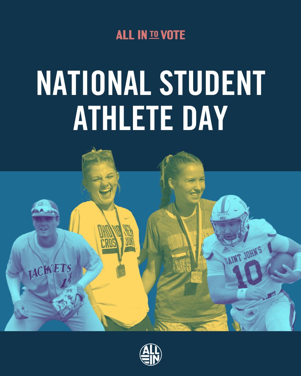 Happy National Student-Athlete Day! 💪 We know #AthletesVote 🗳 We’ll continue to support you through our Athletic Voting Challenges and Coaches’ Civic Engagement Pledge. Thank you for being #AllInToVote!
