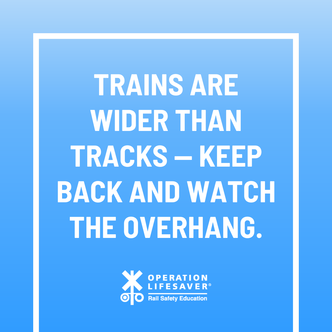 olinational's tweet photo. Trains overhang tracks. Never walk on or along the tracks! 

#STOPTrackTragedies
#RaiSafetyEducation https://t.co/uUVdVO2qyu