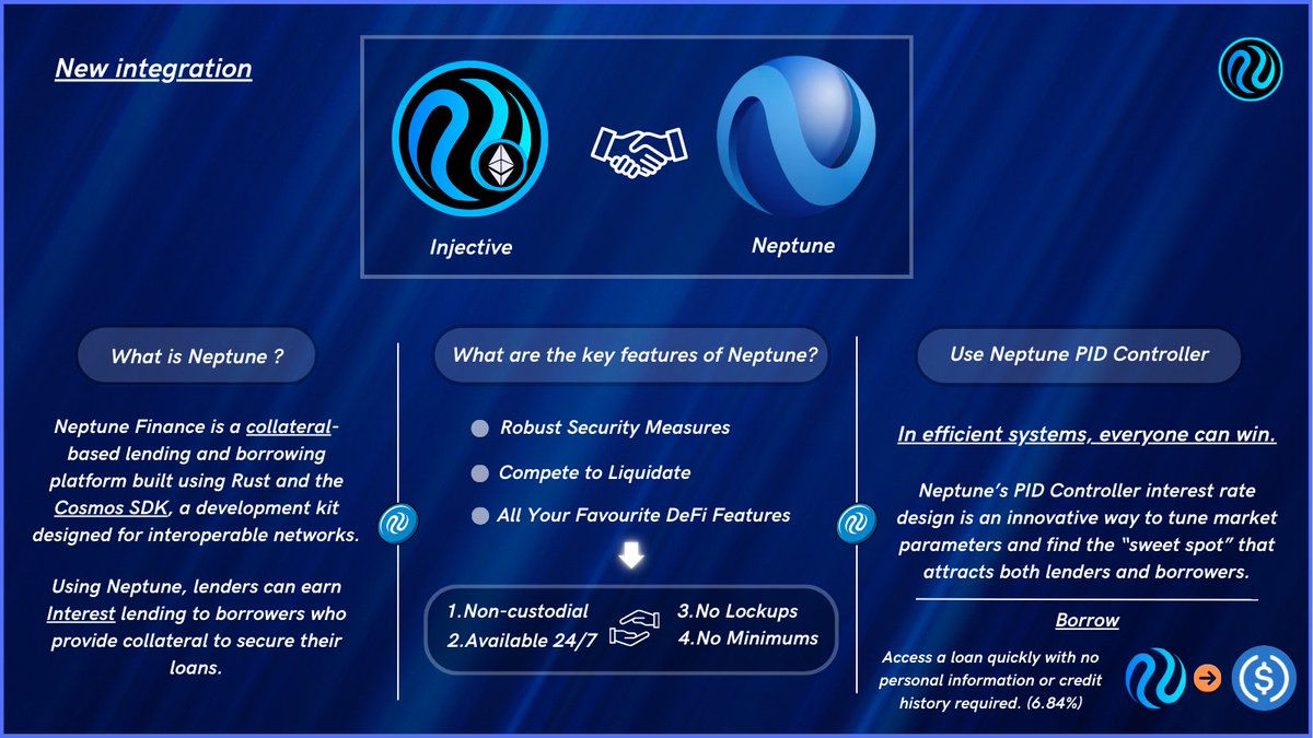 .@injective continues to delight us with new integrations, this time with @neptune_finance 💥👀 Contribute and help determine the future of the project. Neptune is devoted to building an excellent product and user experience for #DeFi #INJ #Blockchain #Dapps