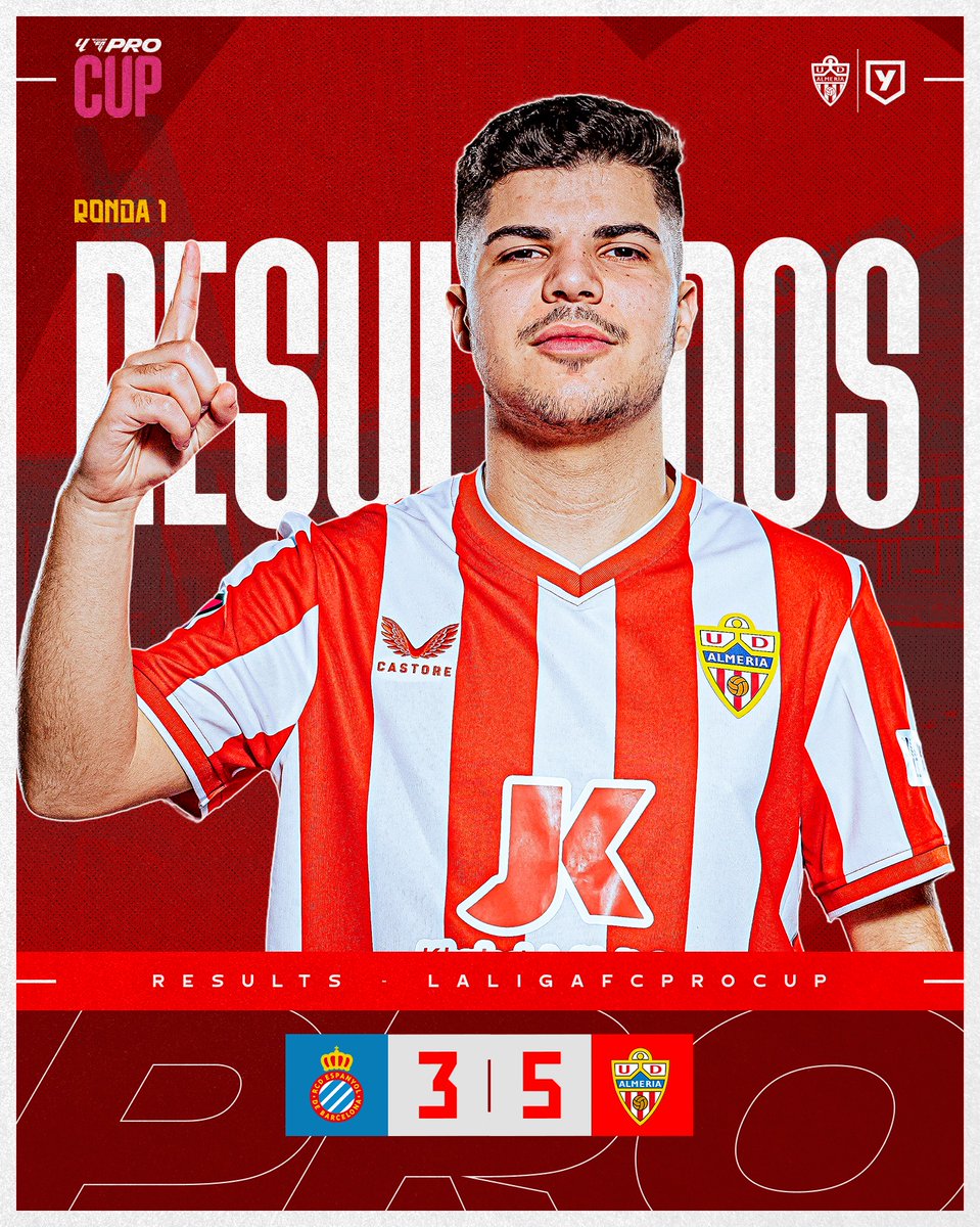 💪 <a href="/dsaanchez_/">dsaanchez</a> se ha impuesto en la primera ronda de #LaLigaFCProCup al <a href="/RCDeSports/">RCD Espanyol eSports</a>.

➡️ Esto hace que esta tarde nuestro equipo dispute la segunda ronda frente al Granada CF y, además, que estemos en la fase final de <a href="/LALIGA_FCPro/">LALIGA FC Pro</a>.

¡Vamos Almería! 🔴⚪️

🎮 <a href="/AYMEsports/">AYM</a>