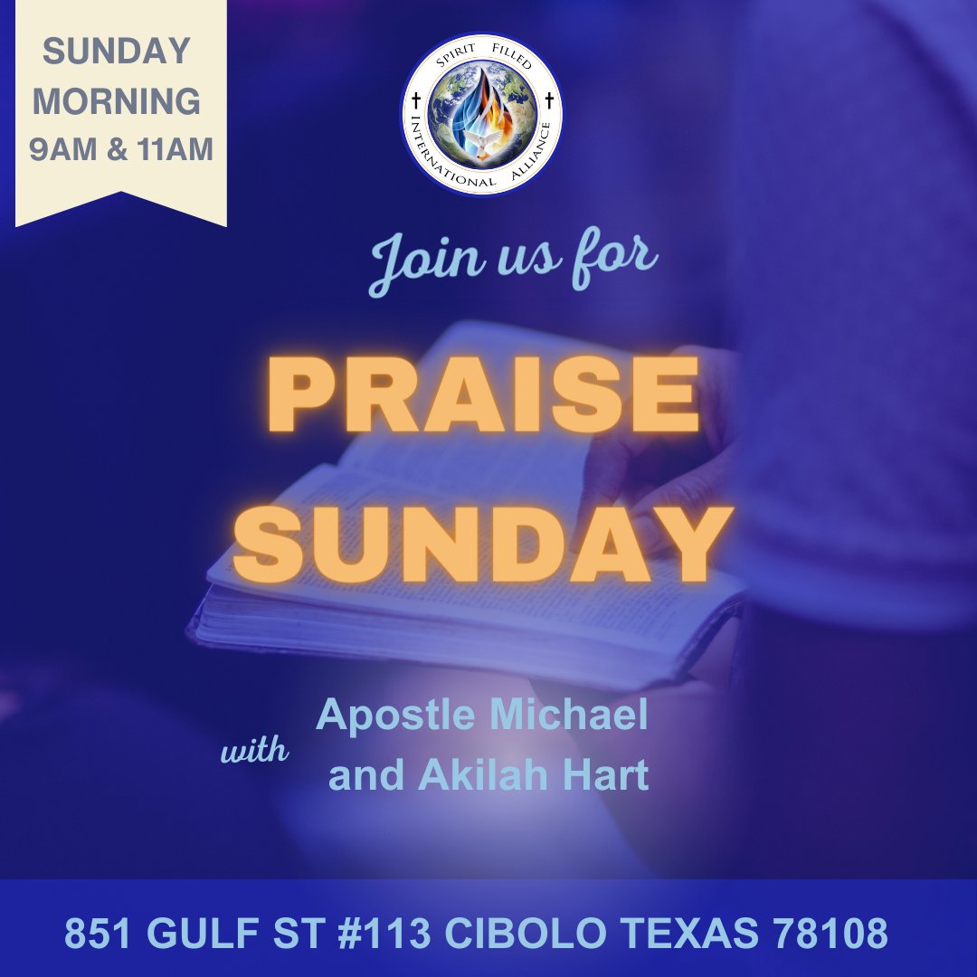 Join us tomorrow for Sunday Praise! 🙏 We look forward to seeing you there! 🙌✨

#SundayWorship #GatheringInFaith #SpiritualCommunity #FaithCommunity #WorshipTogether #SpiritFilledFamilyChurch #SFFC