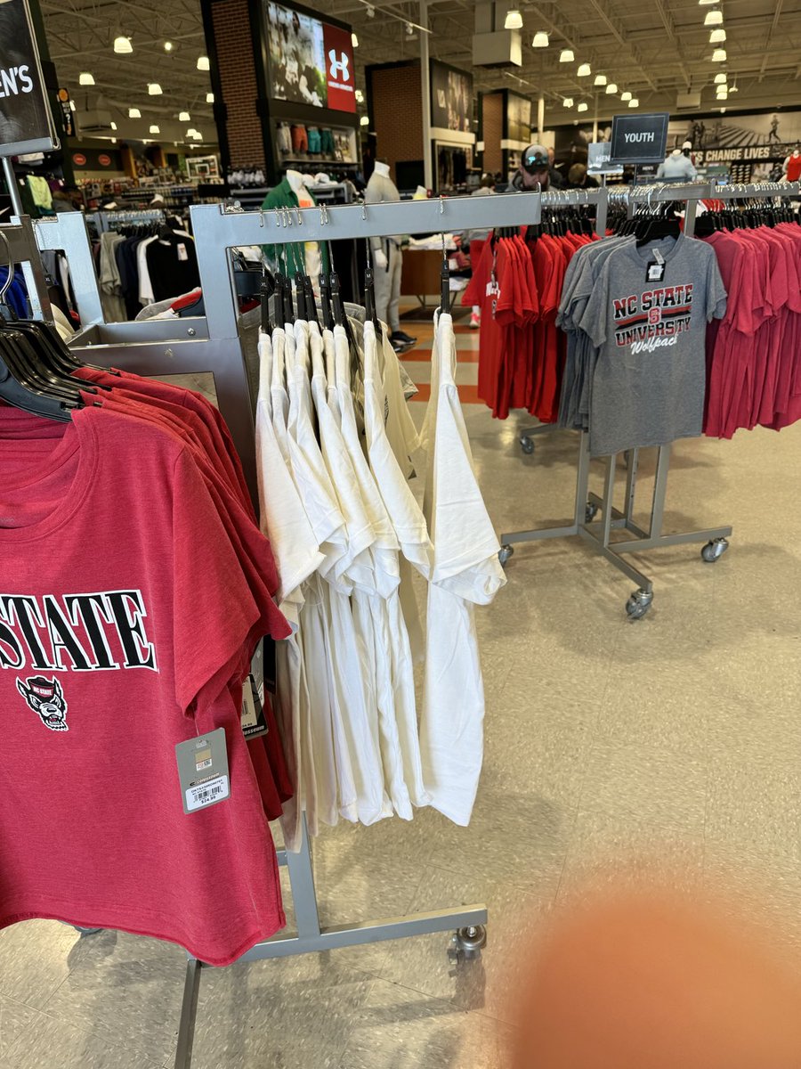 NCSU apparel front and center in Dick’s Sporting Goods. Well deserved and wishing the Wolfpack the very best tonight!!! Bring home a title!!
