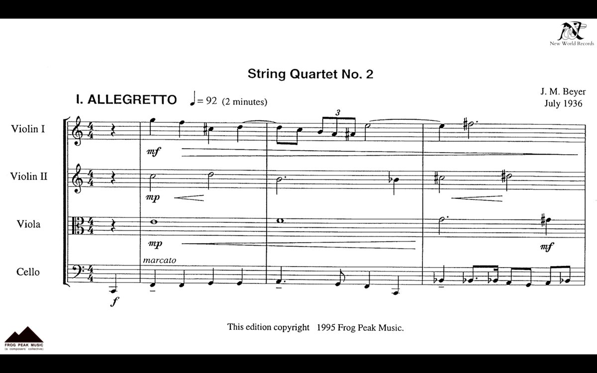 ... HAPPY DISSONANT FRIDAY! ... 'String Quartet No. 2' by #JohannaMagdalenaBeyer, enjoy! ... #ContemporaryMusic #strings #string4tet @incipitsify . LINK in comment ⬇️ .