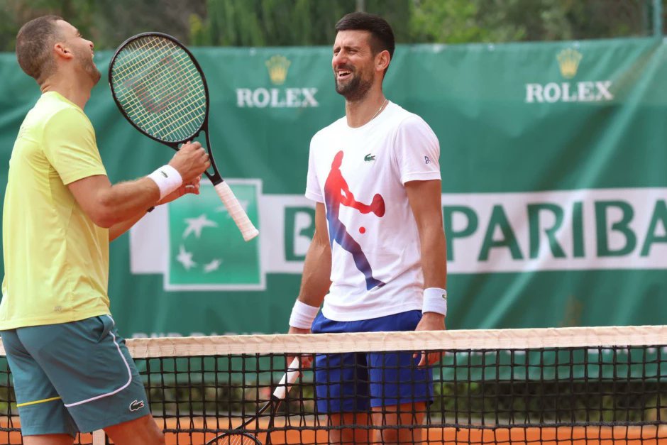 Novak has been practicing for last couple of days in Monaco, with Nenad Zimonjic. Today sparing partner was Grigor Dimitrov. Djokovic is set to compete for his 3rd title in Monaco, making him first to win all Big tournaments 3 times. #NoleFam #Djokovic #RolexMonteCarloMasters