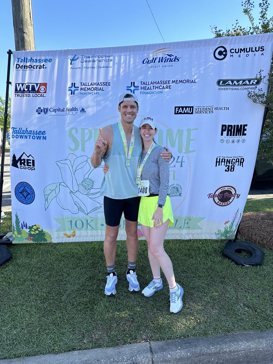 Took the “W” today at the Springtime Tallahassee 5k. @TylerCRussell1 crushed the 10k! Beautiful morning to kick off Springtime Tallahassee festivities. In the wise words of friend and mentor Ricky Bobby, “if you ain’t first, you’re last”🥇