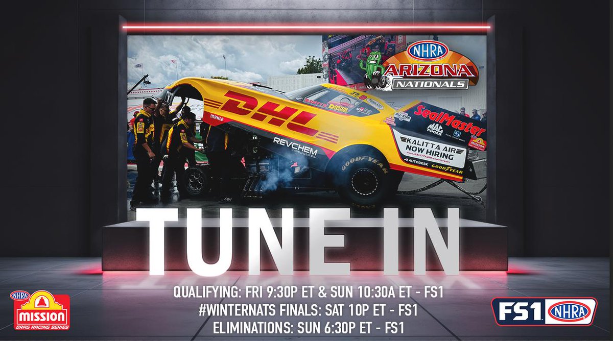 🚨TUNE IN🚨 Get ready for another exciting weekend at the #ArizonaNats! @JRTodd373 @TeamKalitta #DHLTeamKalitta #SpeedForAll #NHRAonFOX