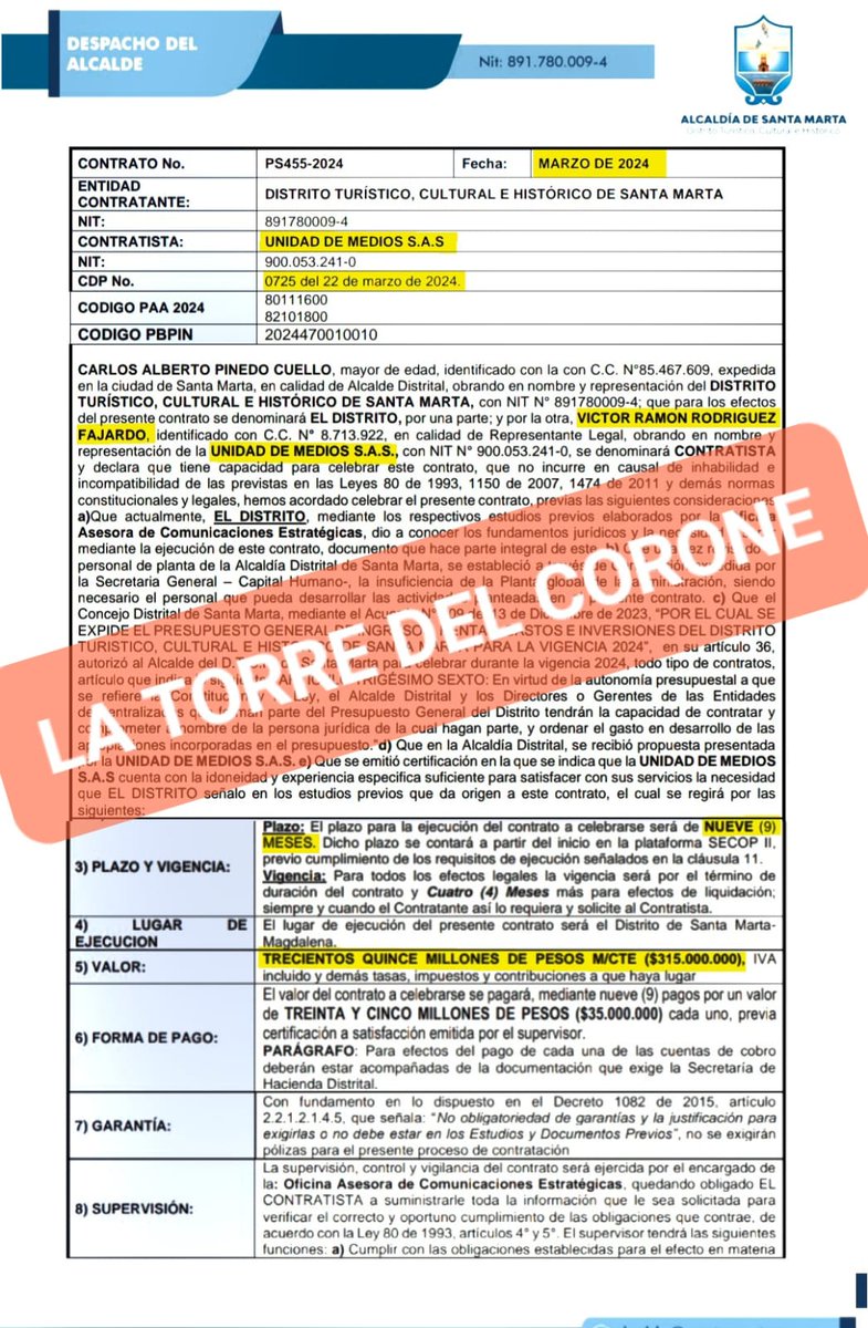 <a href="/by_vicro/">Victor Rodriguez Fajardo</a> <a href="/CarlosPinedoC/">Carlos Pinedo Cuello</a> <a href="/hidefisico/">Hideraldo Espinosa</a> <a href="/inredsantamarta/">Inredsantamarta</a> <a href="/opinioncaribe/">Opinión Caribe</a> <a href="/ElCallejeroSM/">El Callejero se la pilla primero</a> Ahora quien es la torre del corone