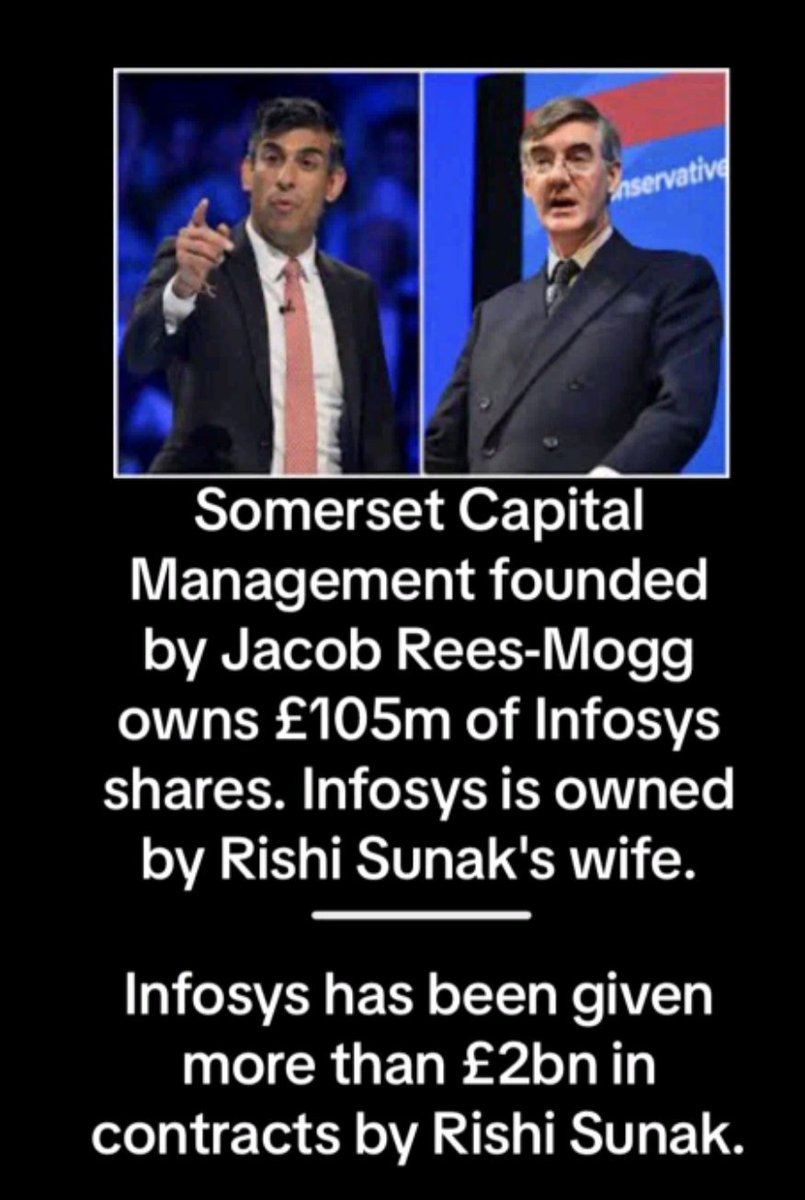 The @Conservatives truly are as corrupt as hell, they're not even hiding it anymore. It's the straight forward plundering of our money, from right under our noses. #ToryCorruption #ToryGreed #Corrupt #GeneralElectionNow #JacobReesMogg #RishiSunak