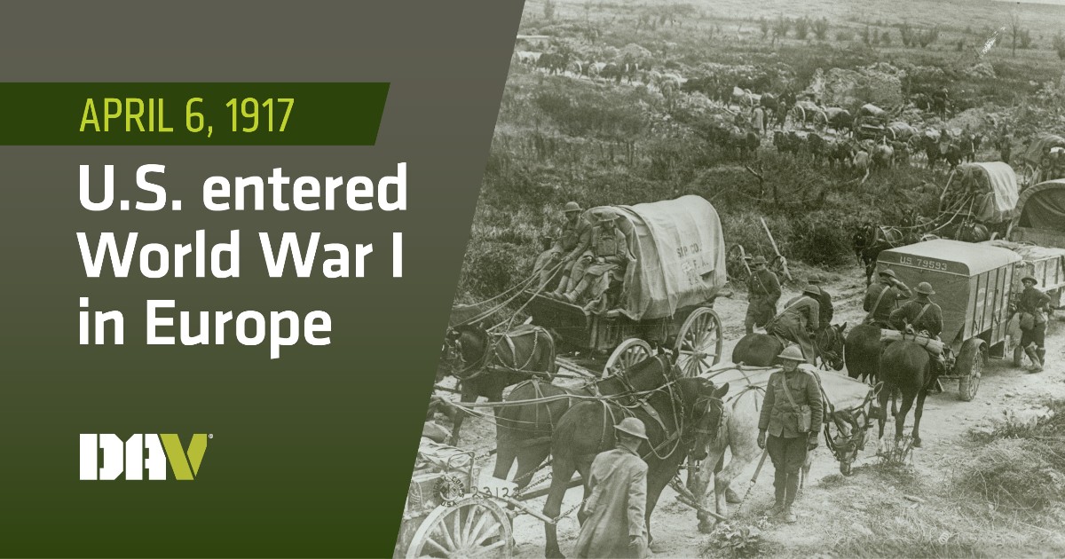 April 6, 1917, marks the beginning of America’s involvement in WWI. Three years later in 1920, disabled WWI veterans, including DAV founder Robert Marx, saw a need for an organization to protect service members as they struggled to reintegrate into society, and DAV was founded.