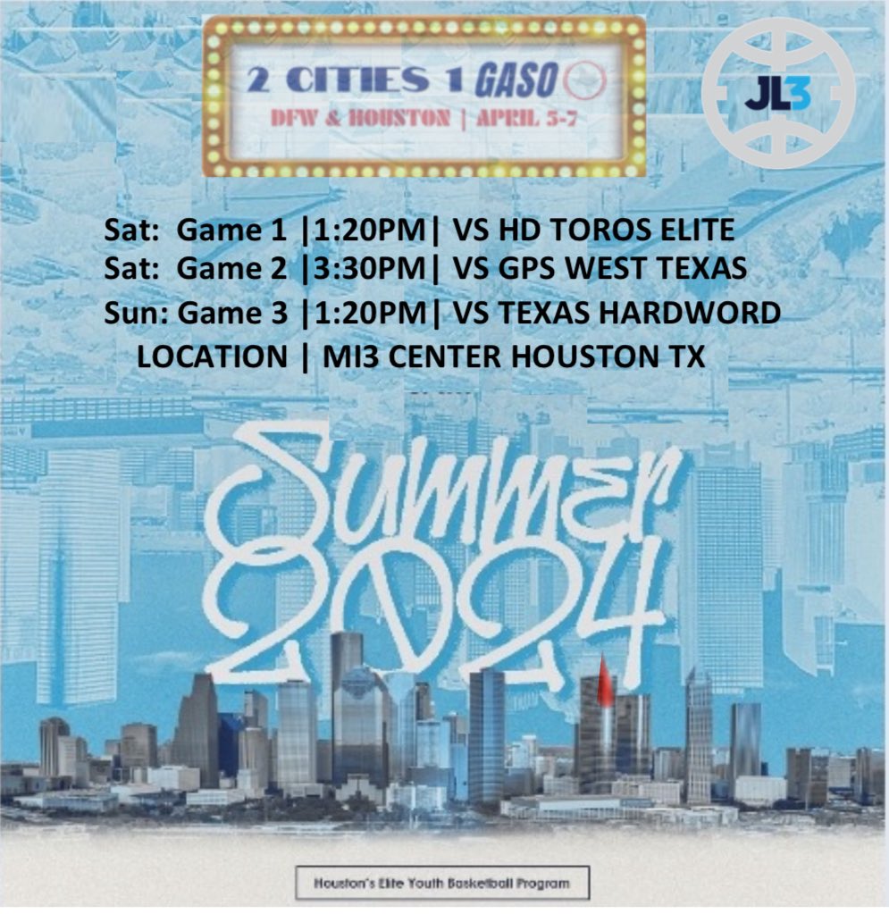 2024 Tournament Seasons Begins! NEW YEAR! NEW SQUAD! JL3 EYBL 16U! Come check us out this weekend in HOUSTON!!!