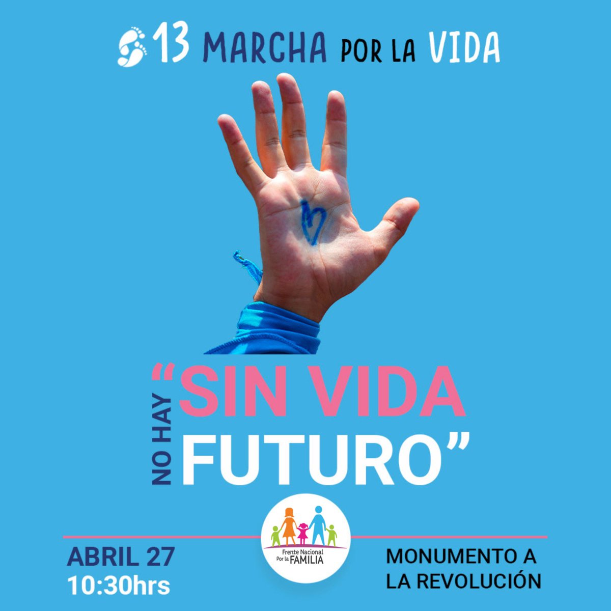 ➡️ Defendamos el #DerechoAlFuturo 🇲🇽 Es posible un México donde el aborto sea impensable, y donde el futuro sea un derecho de todos. #MarchaVidaMx 🗓️ Sábado 27 de abril 📍Monumento a la Revolución ⏰ 10:30 hrs