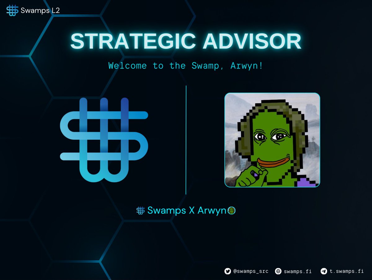 We're excited to welcome @mrarwyn to the Swamp as a Strategic Advisor! 🔥 With his expertise as the creator of KEVIN (first SRC20 token), co-founder of @Stampchain, and a renowned Fake Rare artist, Arwyn brings a wealth of knowledge to our ecosystem. 🔷 Welcome aboard!