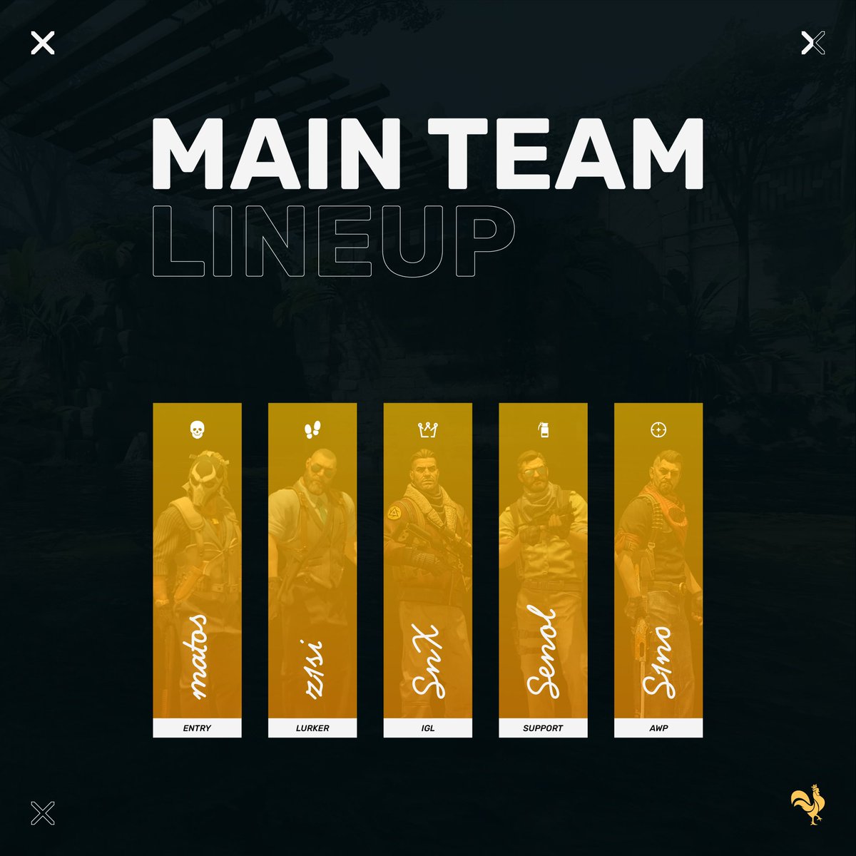 📢 Aufgepasst! 👀 Wir gehen mit Vollgas in die 1. Saison der DACH CS Masters! Mit einem brandneuen Lineup gehen wir an den Start:

MATOS (Entry), z1si (Lurker), SnX (IGL), Senol (Support), S1no (AWP)

Auf geht's! 💪 #DACHCSMasters #CS2 #eSports #TeamCryptiq