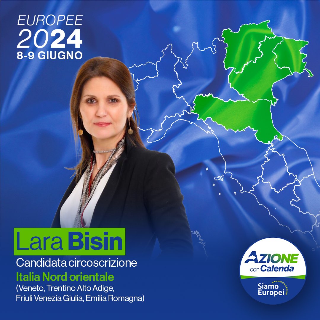 CarloCalenda's tweet photo. Oggi vi presentiamo la candidatura alle elezioni europee di @LaraBisin, circoscrizione Italia Nord Orientale.

Lara è un’imprenditrice tosta e appassionata. È laureata in biotecnologie Agro-industriali, con un Master in Business Sustanability Management presso l’Università di Cambridge.
Regulatory manager di Sepran Srl e membro del Consiglio di Amministrazione di Nuiko Innovation and knowledge, già Vice presidente di Confindustria Vicenza da oggi in corsa nella nostra lista.

Contattatela, conoscetela, supportatela:
lara.bisin@gmail.com

La competenza conta. 
#unononvaleuno
