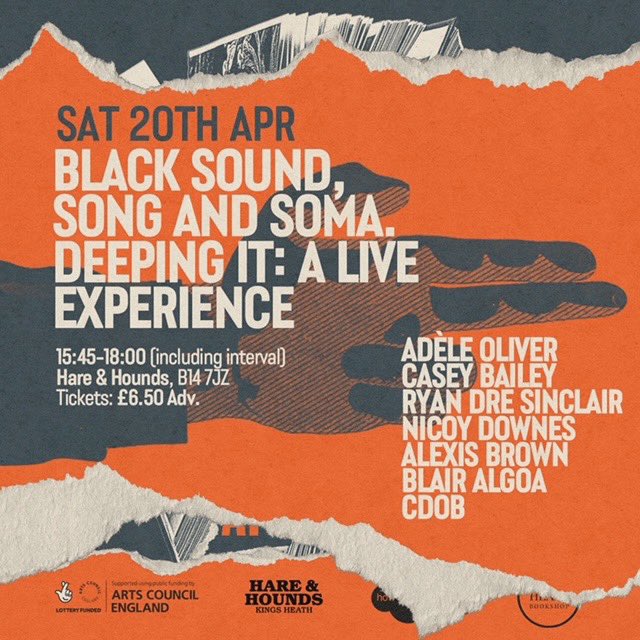 Birmingham! Come through to my live show - Black Sound, Song and Soma. Deeping It: A Live Experience at @hareandhounds! Live music, poetry, capoeira and more! Sat 20 April, 4pm 🎟️ the-heath-bookshop.eventcube.io/events/57455/b…