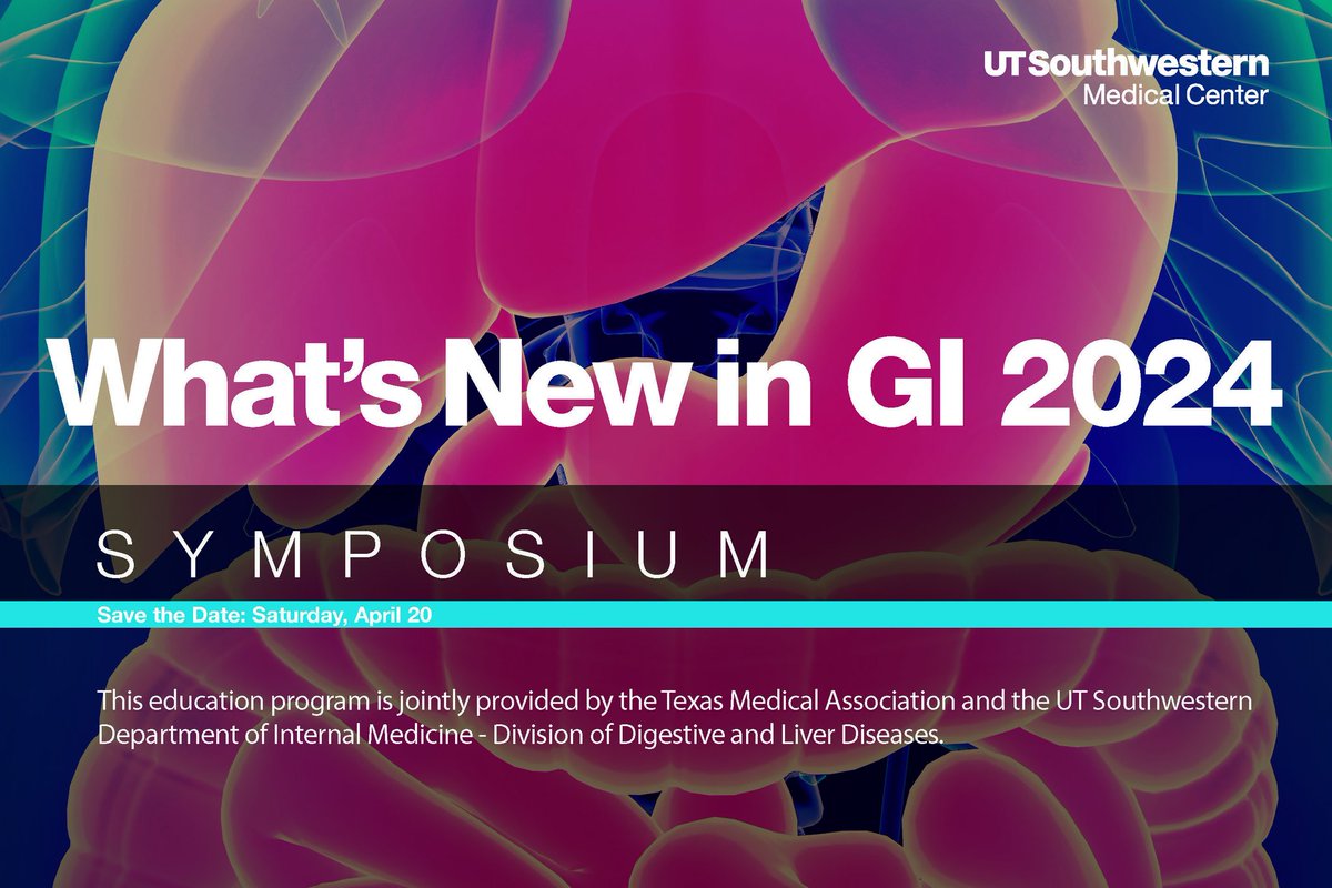 CME opportunity 📣 UTSW's What's New in GI Symposium on 4/20: ➡️ Keynote: Risk factors & IBD therapy decisions ➡️ New #IBD💊💉, periop mgmt ➡️ EoE,gastroparesis, constipation ➡️ Endo mgmt of GERD, sessile polyps, anticoag mgmt, POEM, strictures Register: bit.ly/3vkp1P5